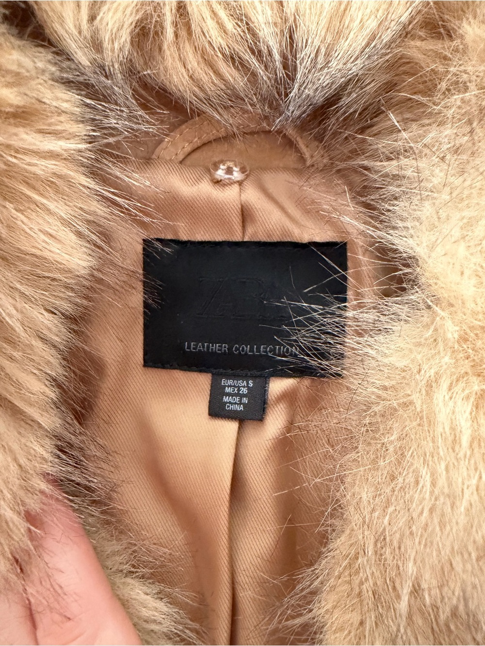 Women's Camel Suede Jacket with Fur Trim - Picture 2 of 2